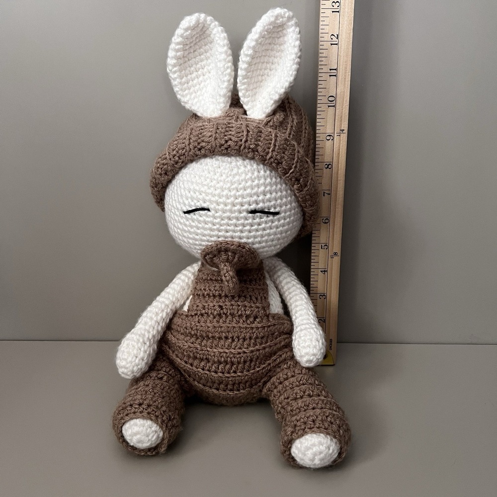 Crochet Knit BUNNY 16" Handmade Toy Amigurumi Baby First Gift Removable Clothes